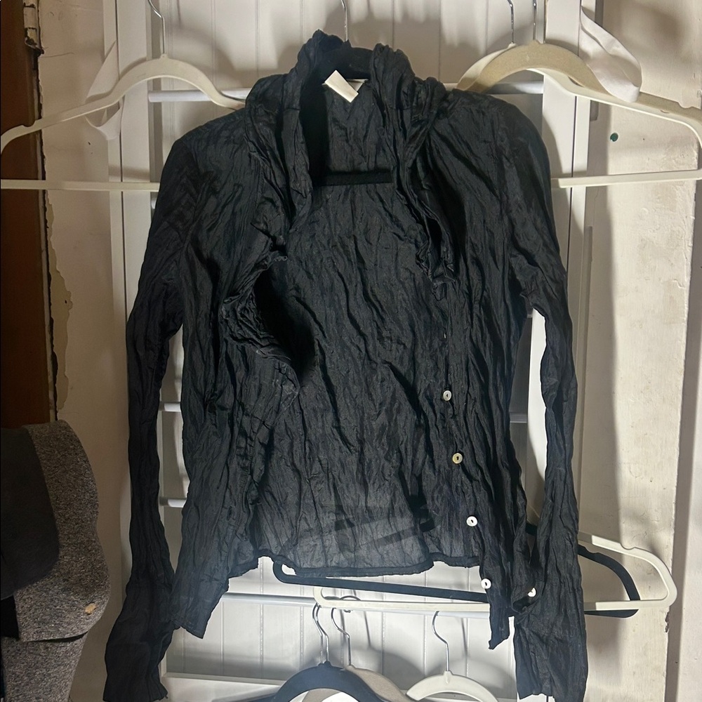 Apana Black Textured Blouse